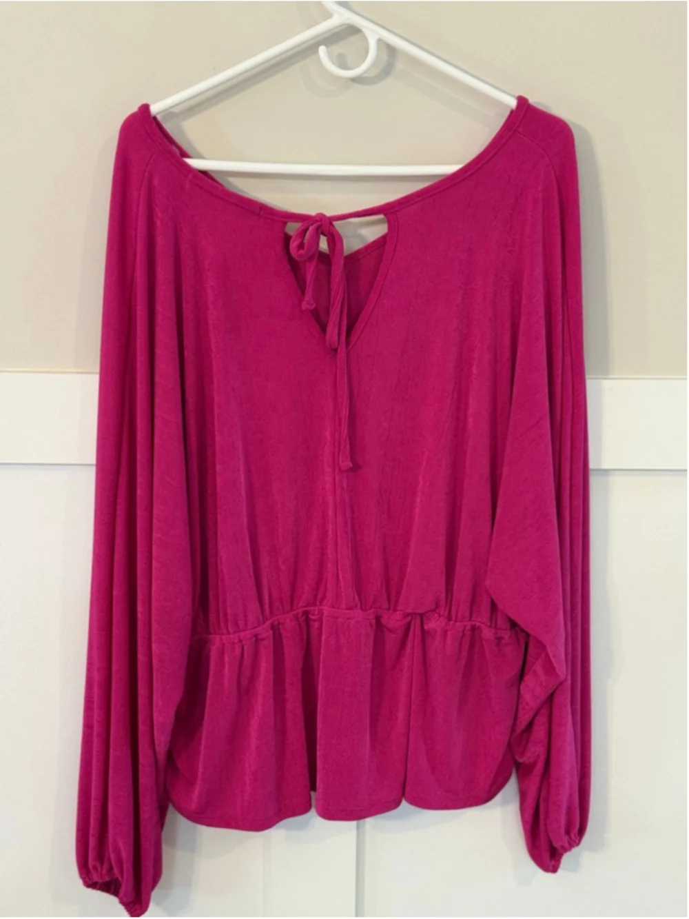 Women's Blue Sol Pink Long Sleeve Blouse 1X - Picture 2 of 4